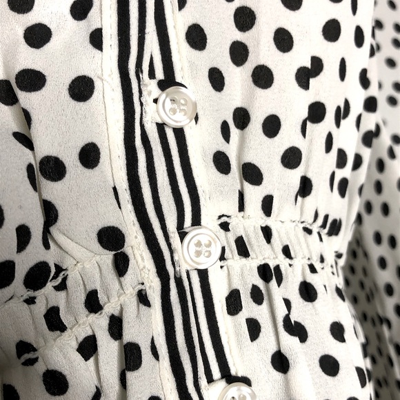 NWT Max Studio White Blouse with Black Polka Dots - Picture 4 of 8